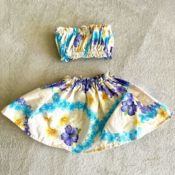 NWOT Baby girl Tropical 2pc Bandeau Top and Skirt - Picture 1 of 5